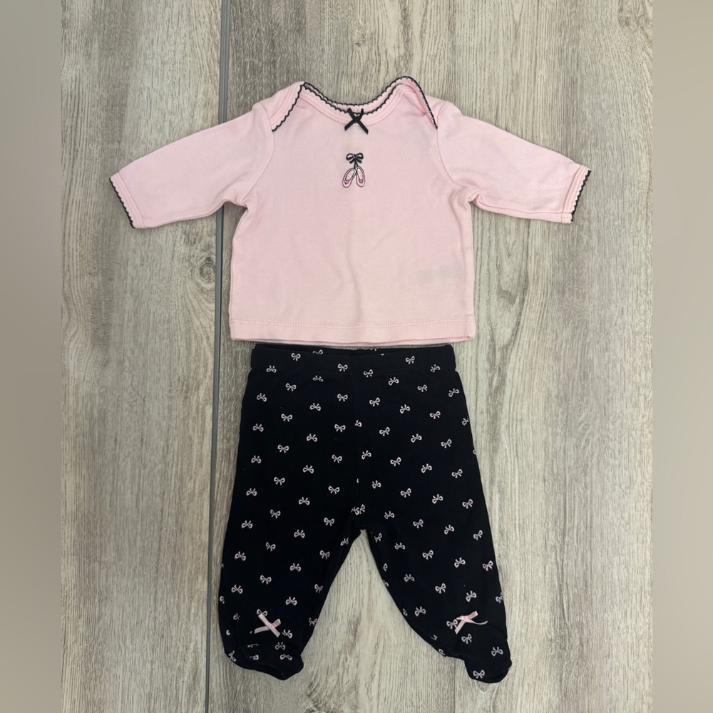 Little Me Ballet Slipper Pink and Black Kids Matching Set